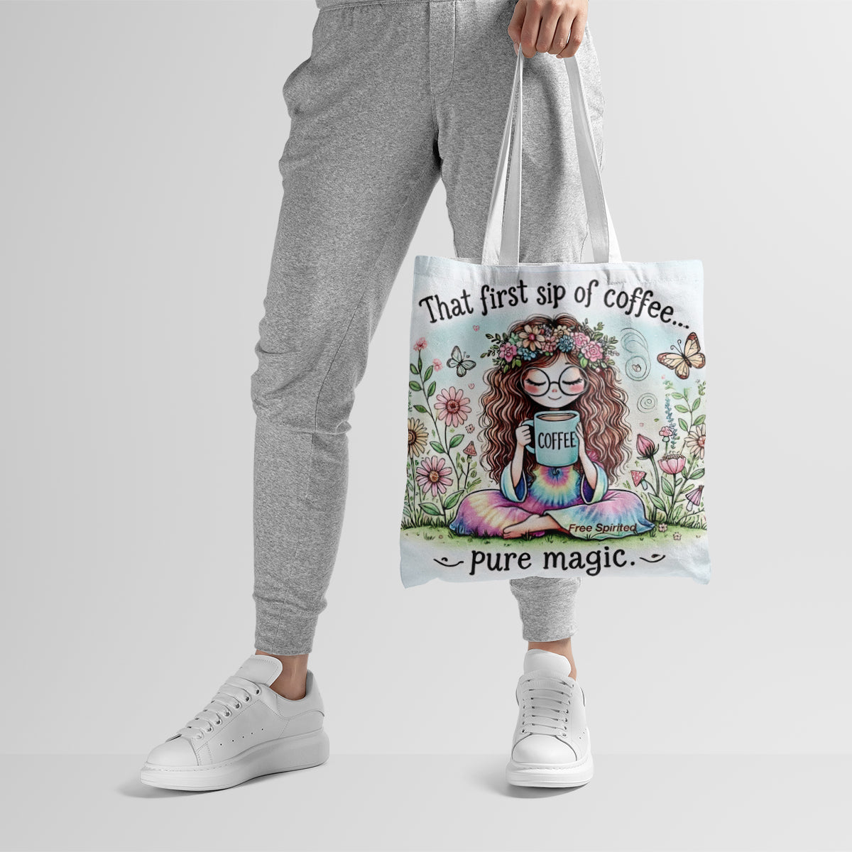 First Sip of Coffee Magical Garden Tote Bag