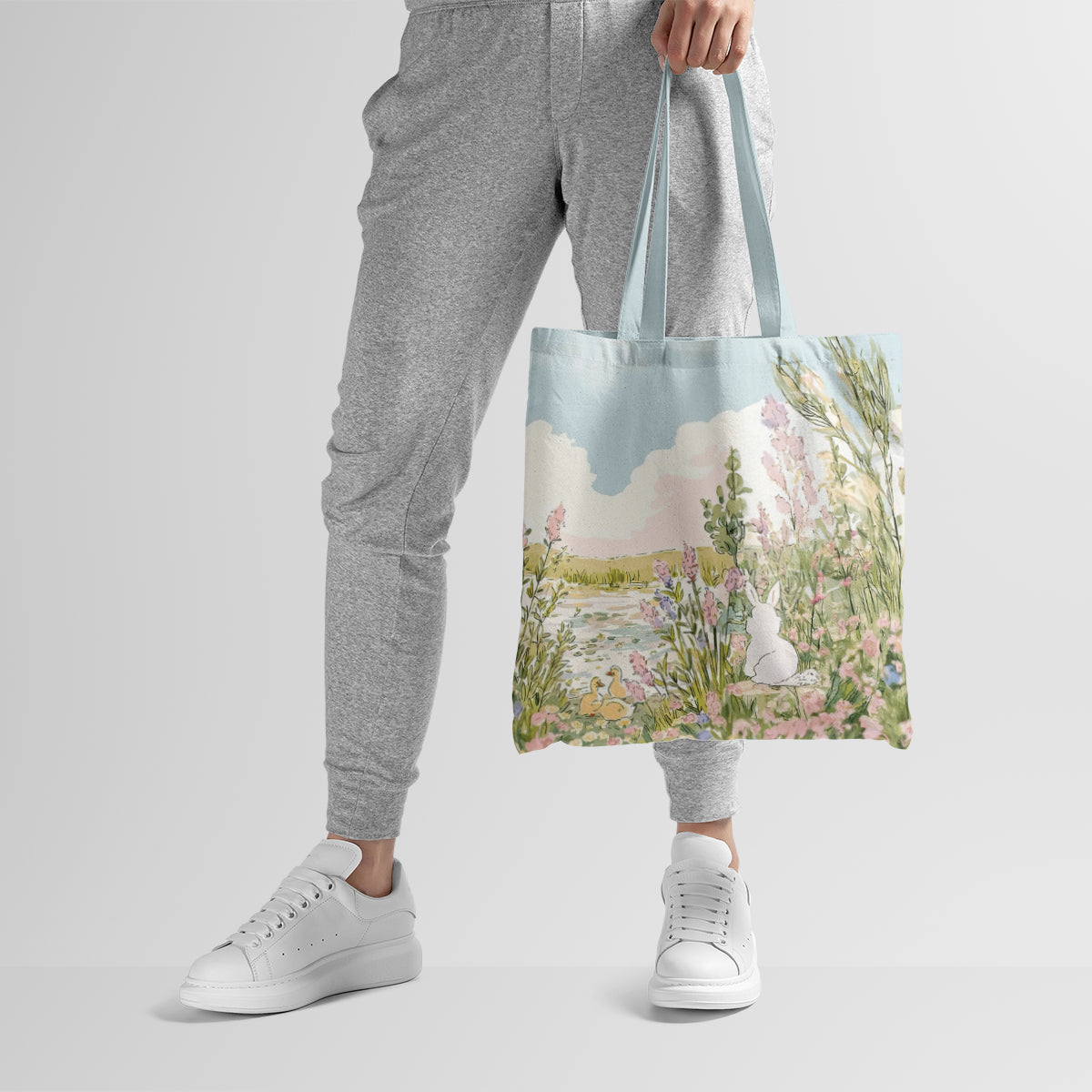 Spring Meadow Bunny Garden Tote Bag