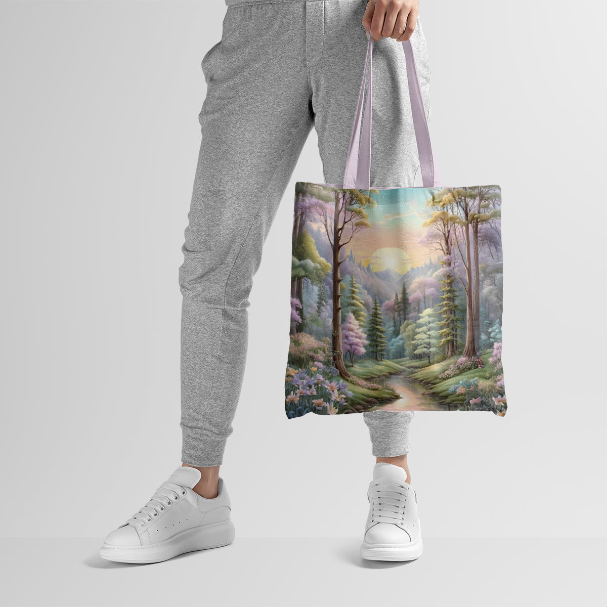 Soft Sunrise Forest Blossom Art Tote Bag