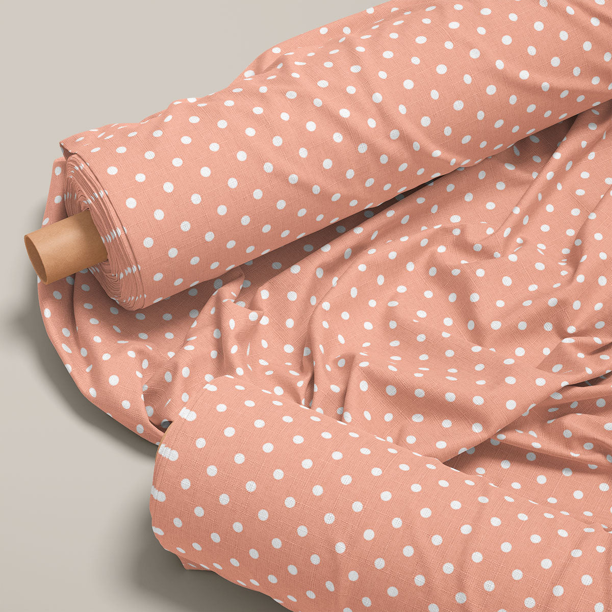 Orange Salmon Polka Dots Print