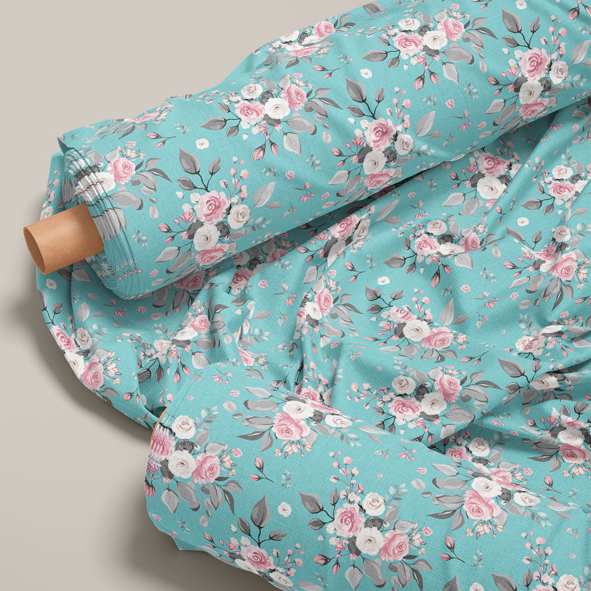 Bronco & Pink Flare Rose Floral Print