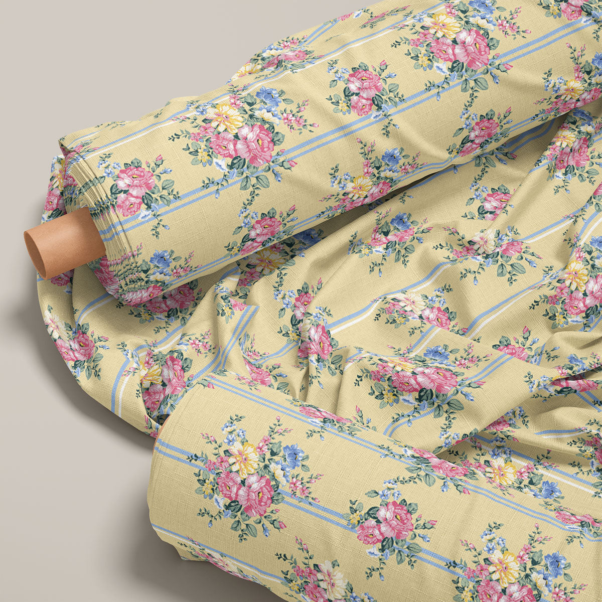 Khaki Vintage Rose Floral Print