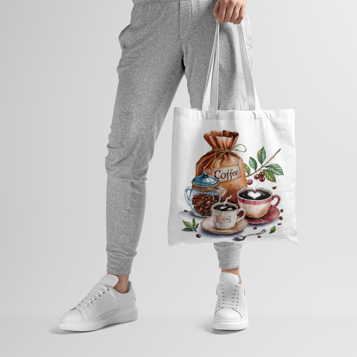 Rustic Coffee Beans & Brew Illustration Tote Bag