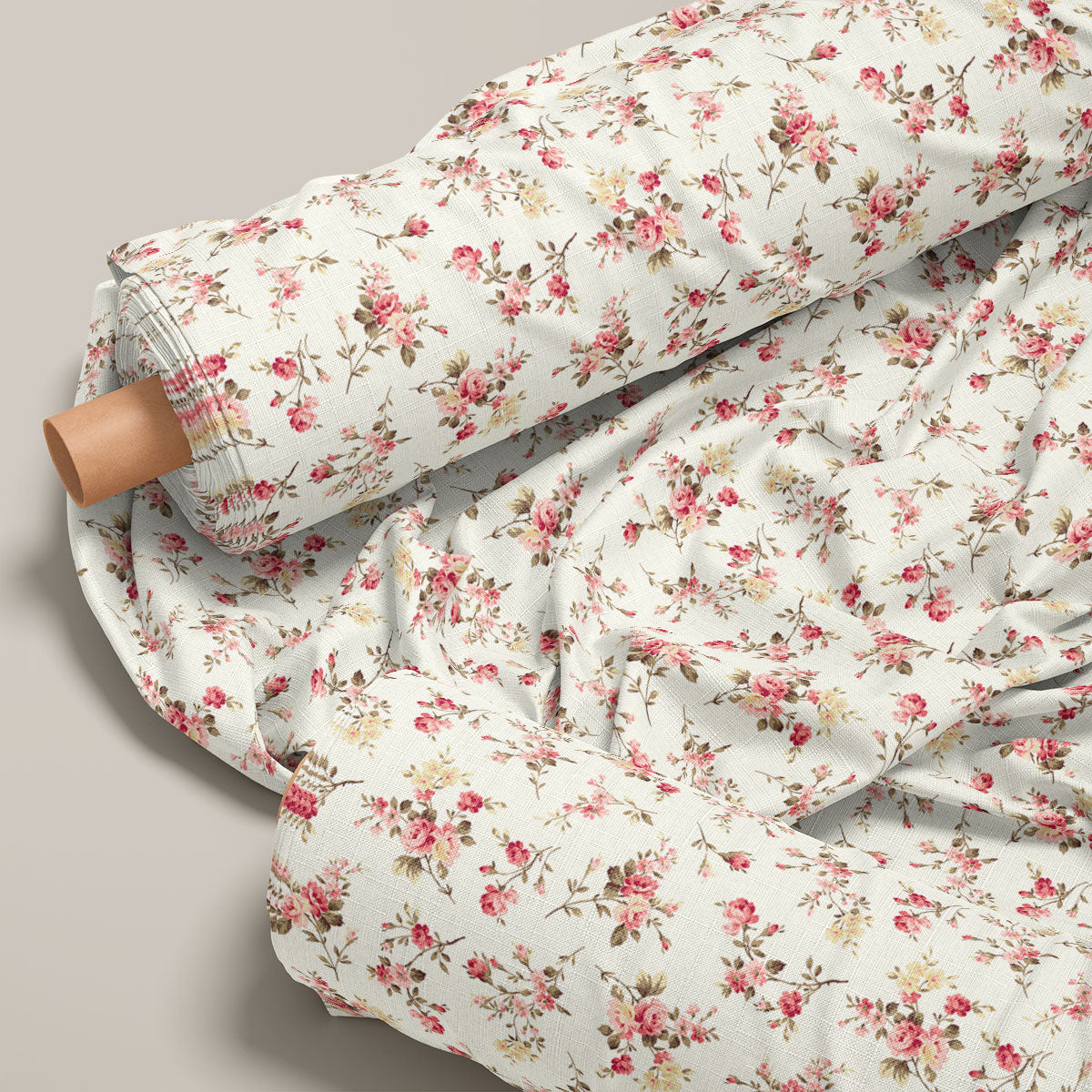 Brownish Pink & Fawn Roses Floral Print