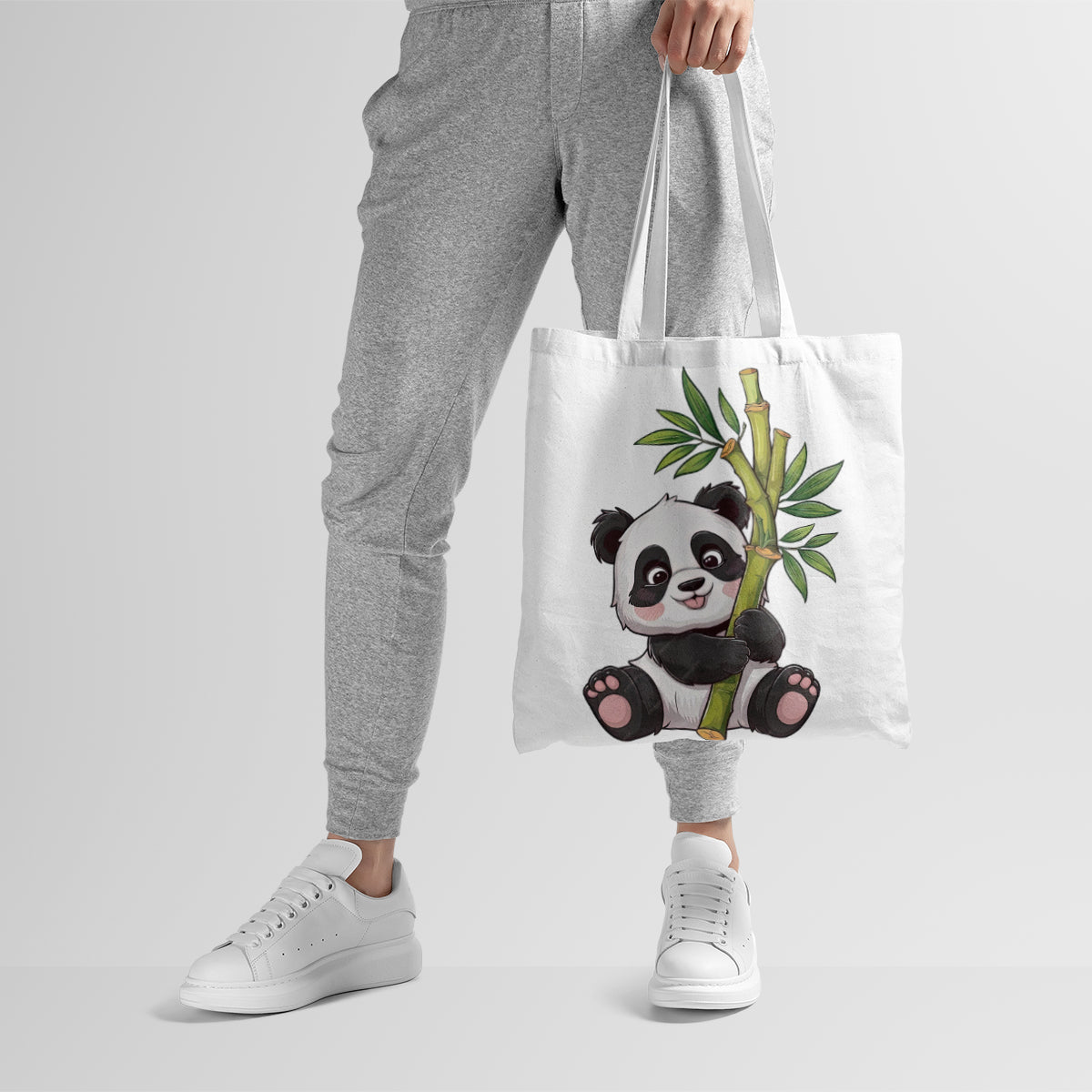 Cute Bamboo Panda Illustration Tote Bag