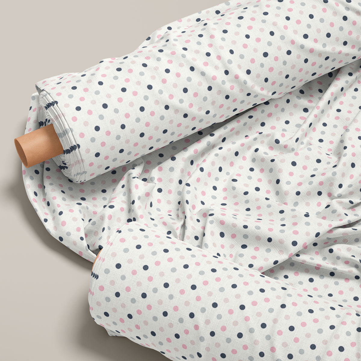 Moon Mist And Multicolor Polka Dots Print
