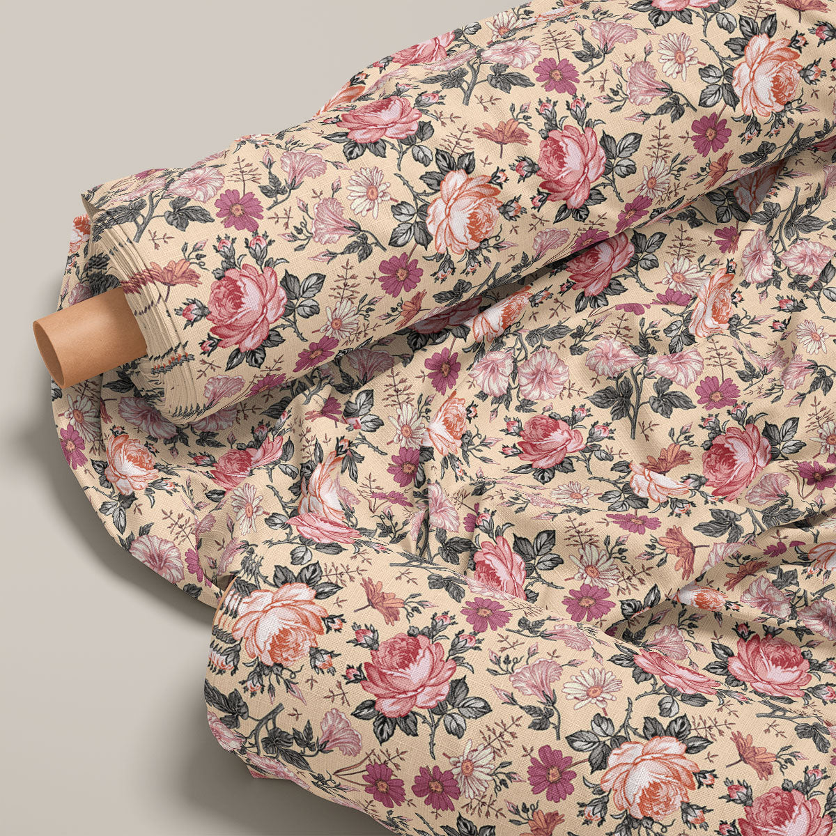 Mountbatten Pink And Pinkish Tan Floral Print