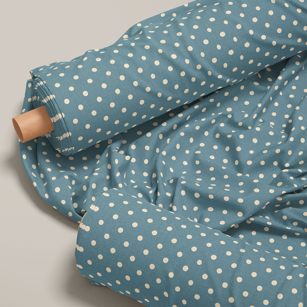 Dark Grey Blue Polka Dots Print