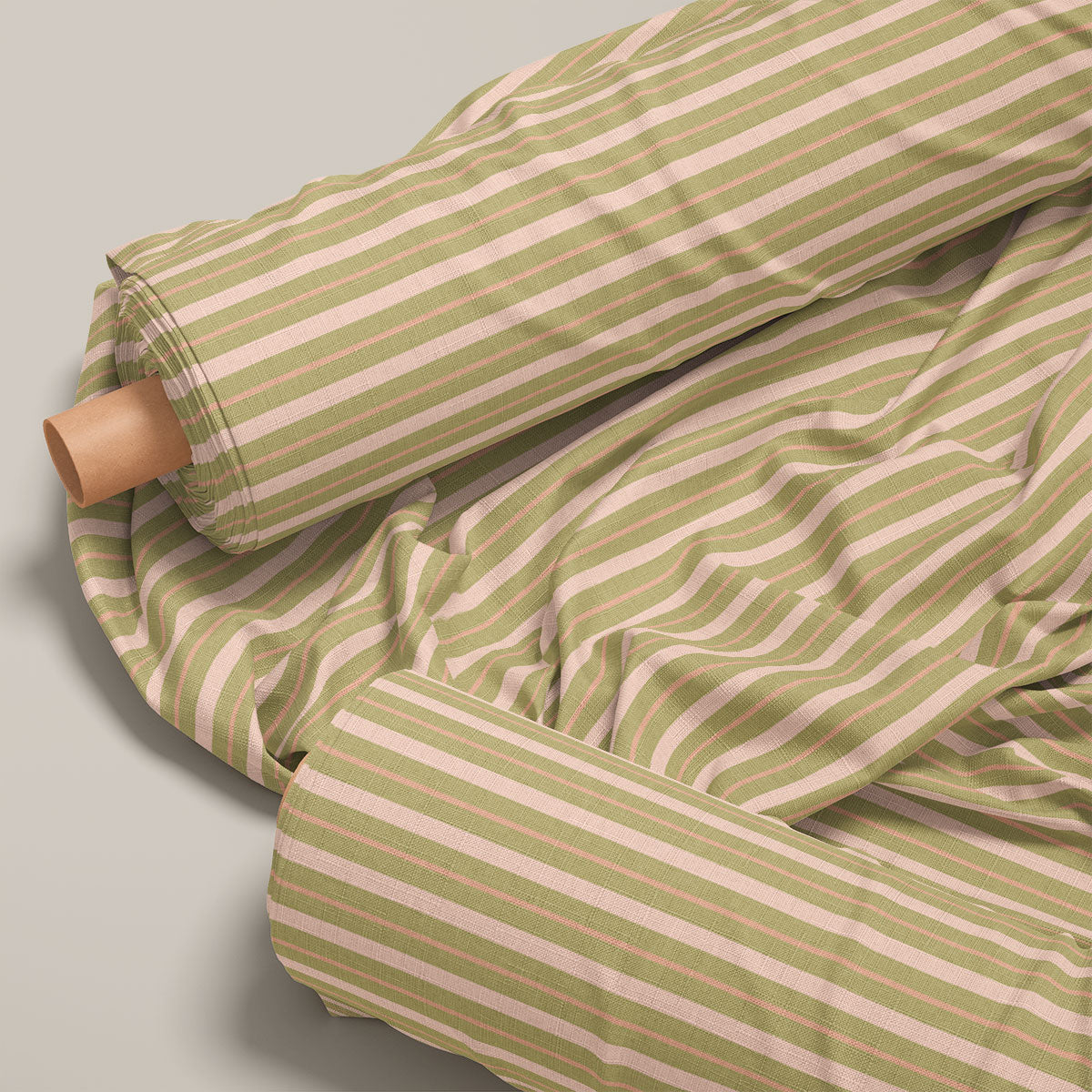 Light Olive Green Stripes Print