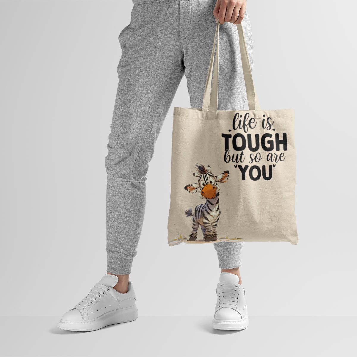 Life Is Tough Strength Zebra Quote Tote Bag