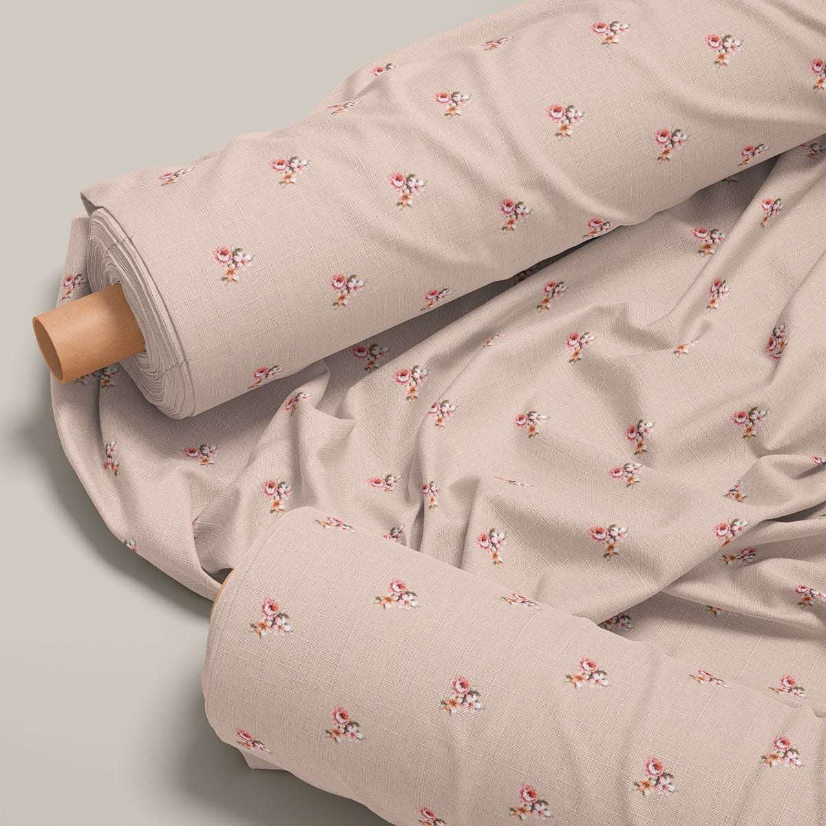 Oyster Pink Vintage Floral Print