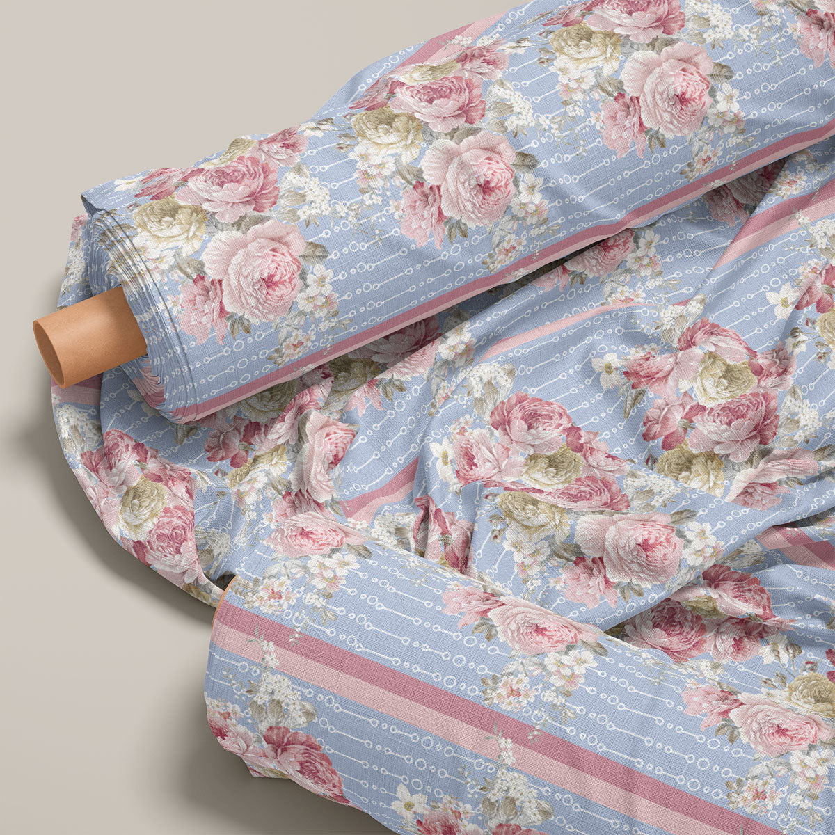 Raspberry Glace Vintage Roses Floral Print