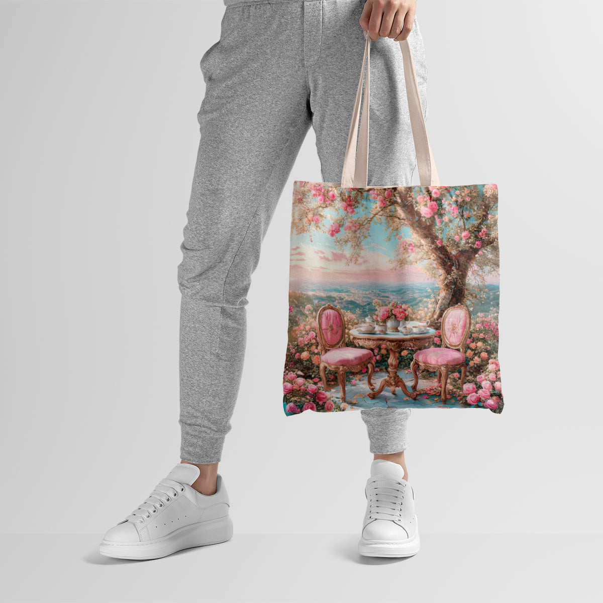Blossom Garden Tea Table Romantic Tote Bag