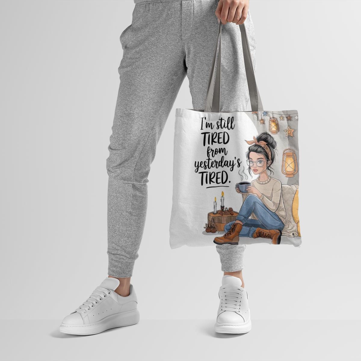 Yesterday’s Tired Cozy Coffee Girl Tote Bag