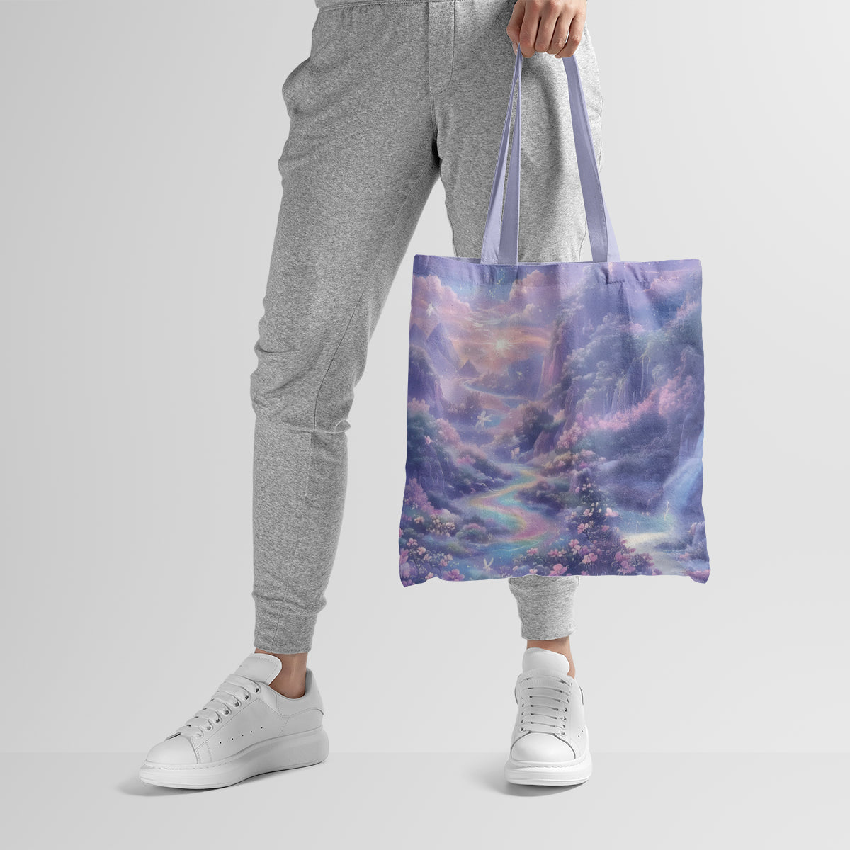 Lavender Dream Valley Pastel Landscape Tote Bag