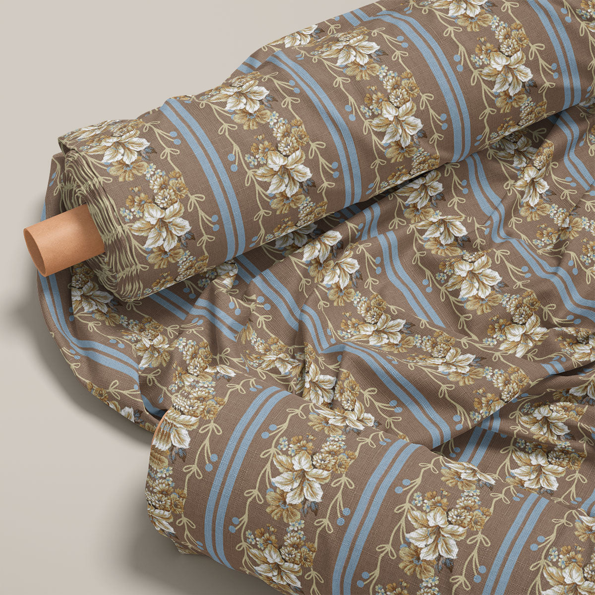 Brownish Grey And Lemon Grass Floral Print