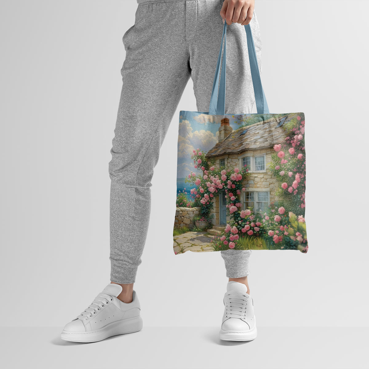 Rose-Covered English Cottage Garden Tote Bag