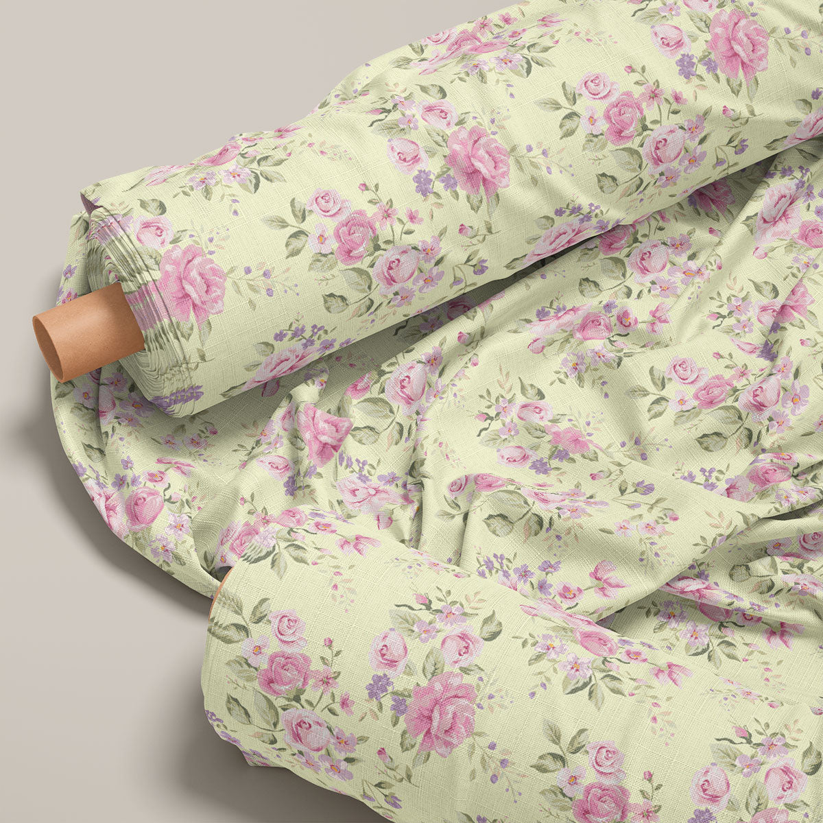 Pale Olive Rose Floral Print