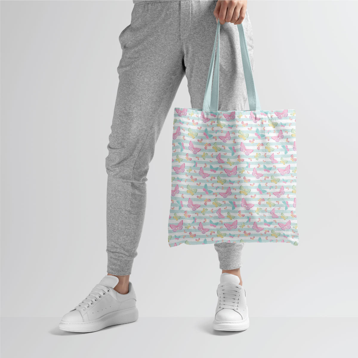 Butterfly Stripes Canvas Tote Bag
