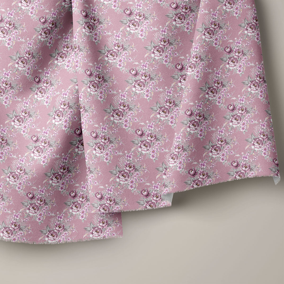 Lipstick Pink Vintage Rose Floral Print
