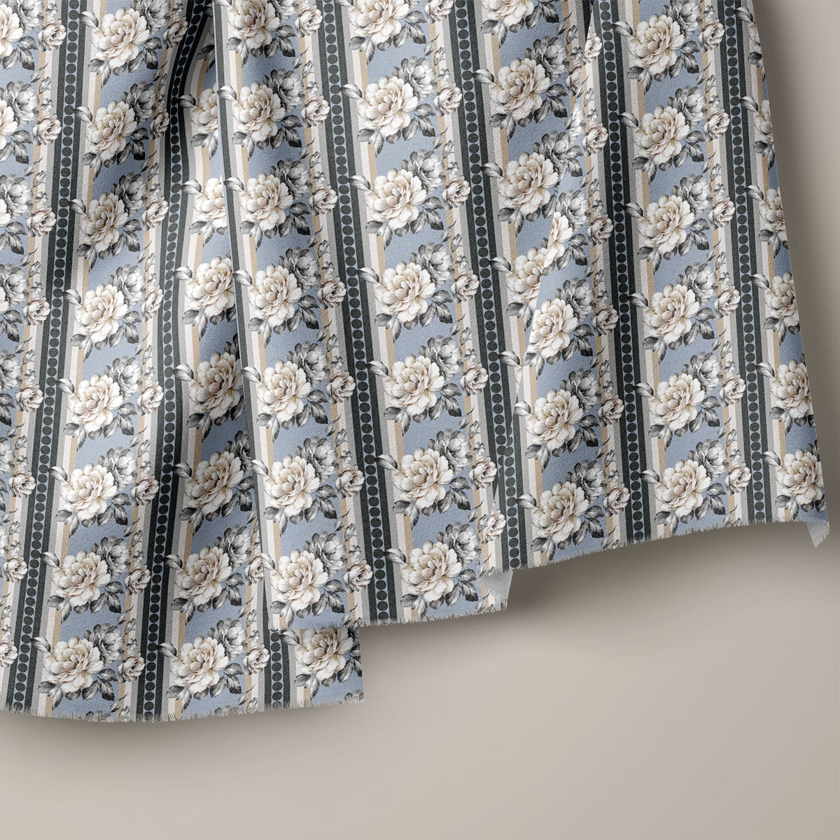 Medium Taupe and Jet Grey Floral Print