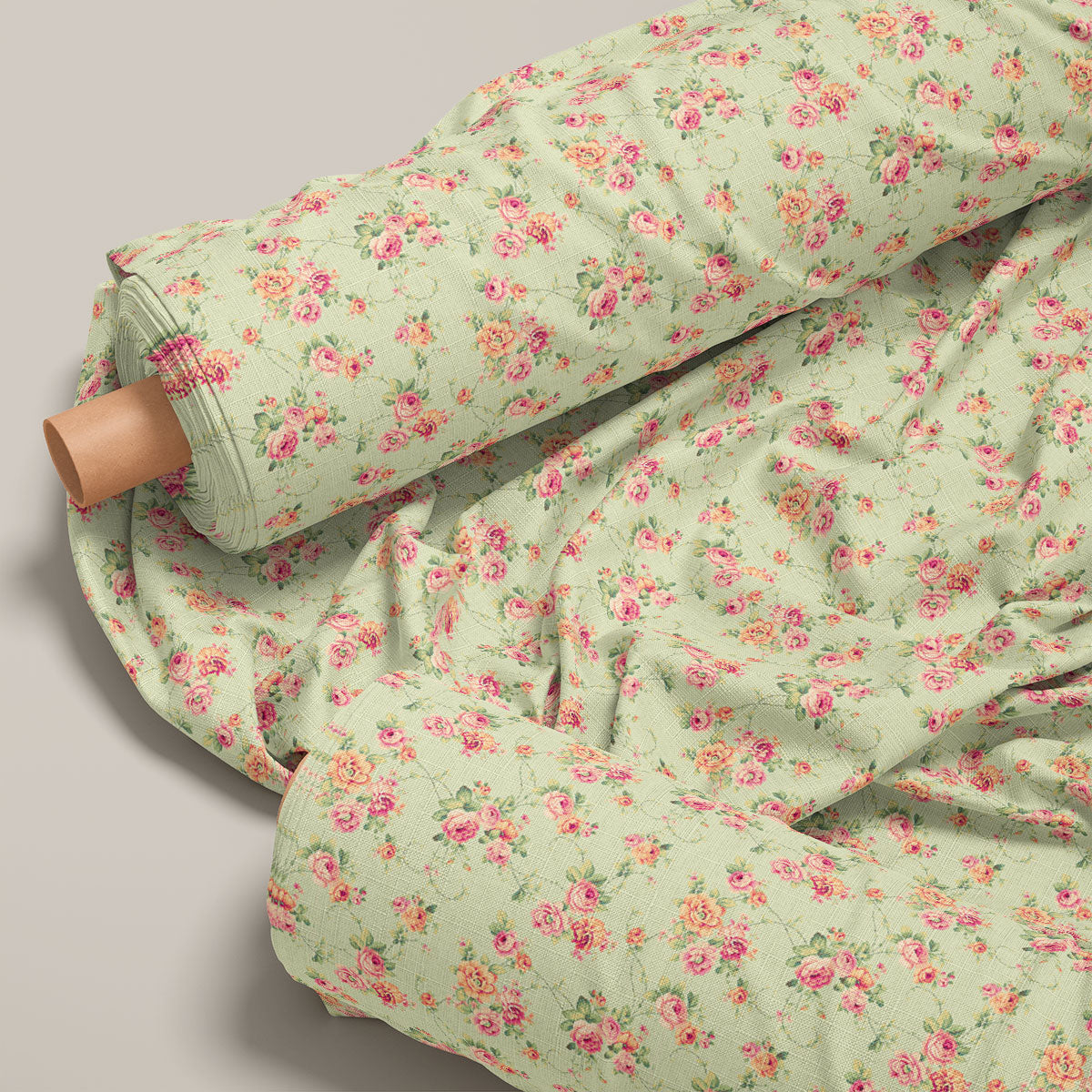 Greenish Yellow Rose Floral Print