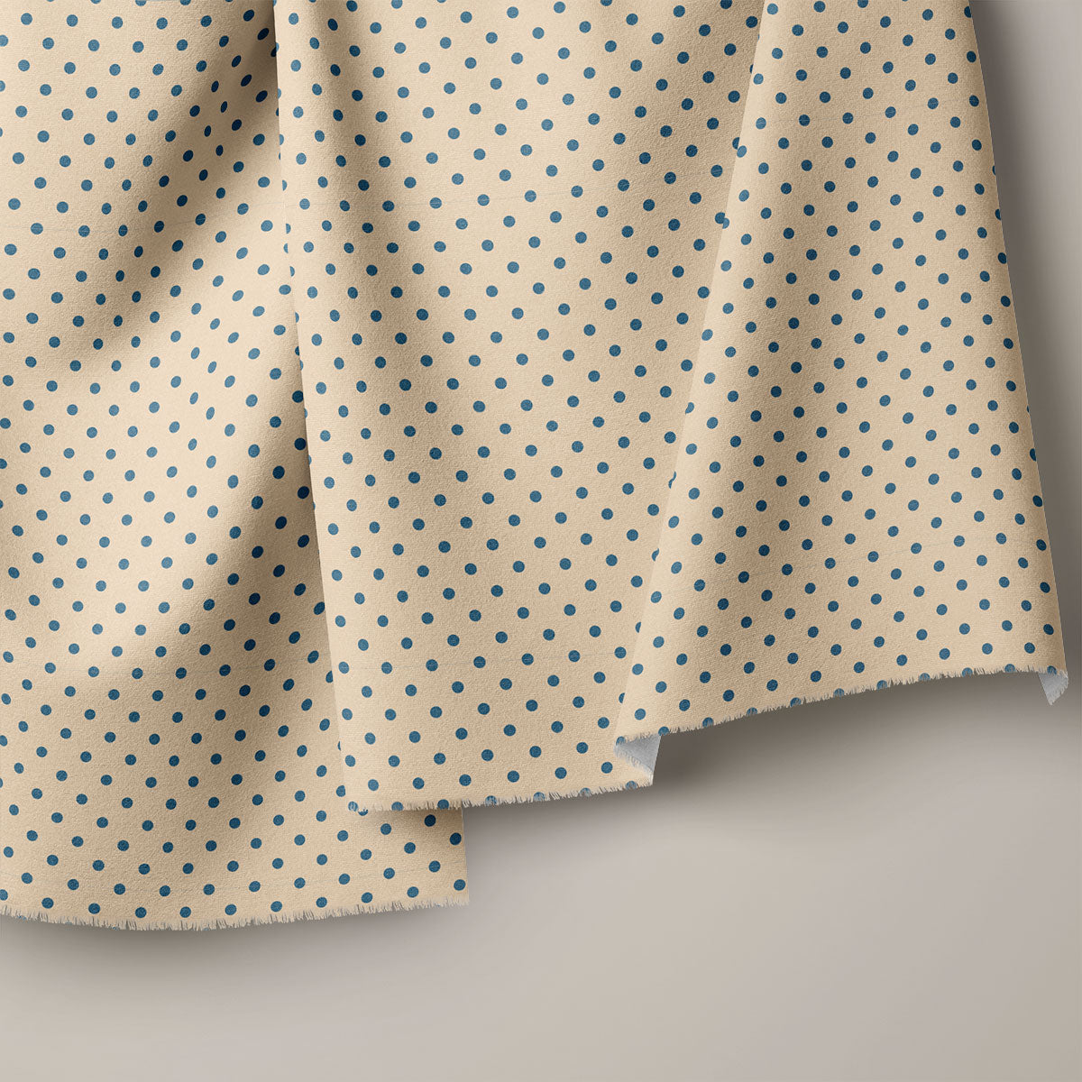 Mushroom And Blue Charcoal Polka Dots Print