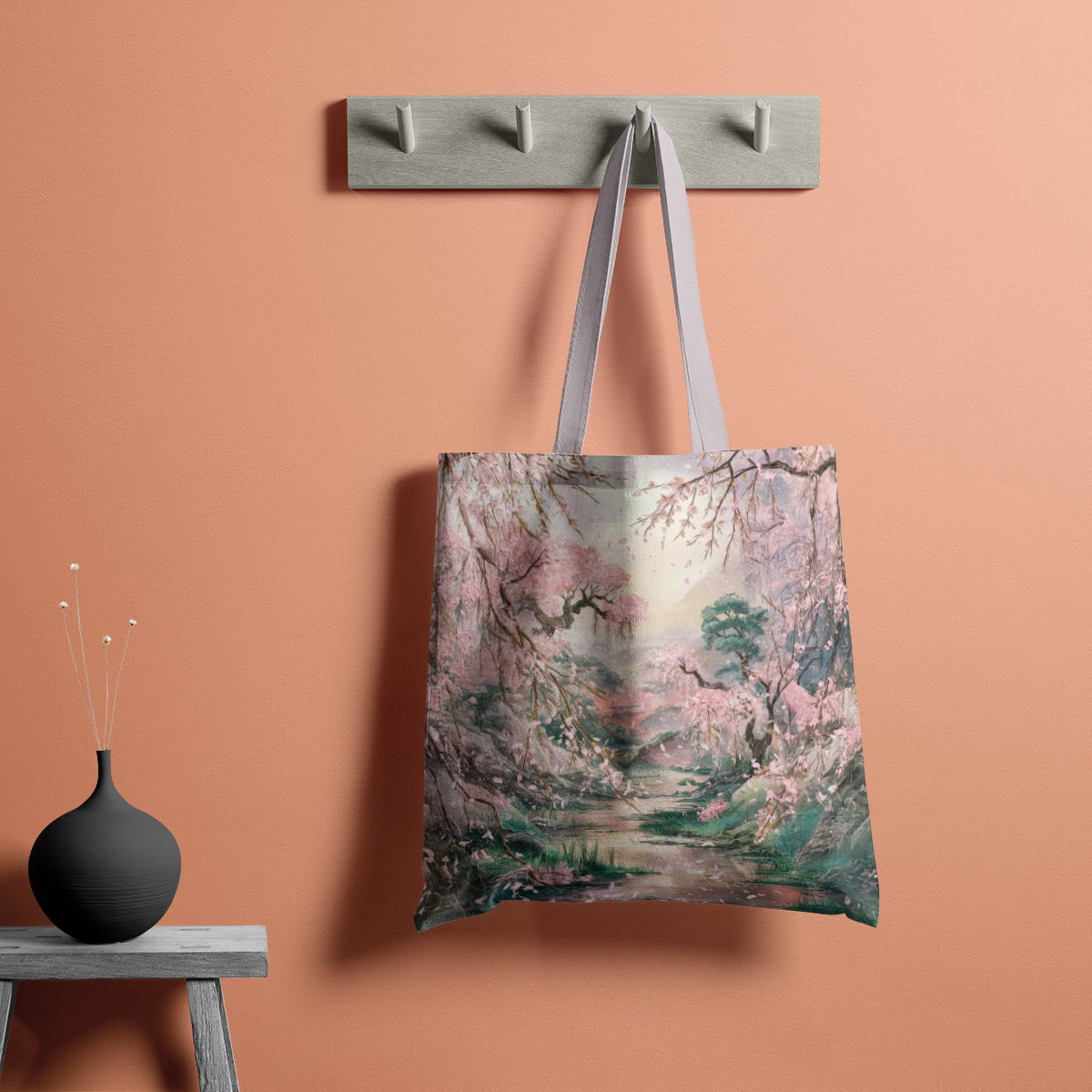 Pink Blossom Spring Valley Scenic Tote Bag