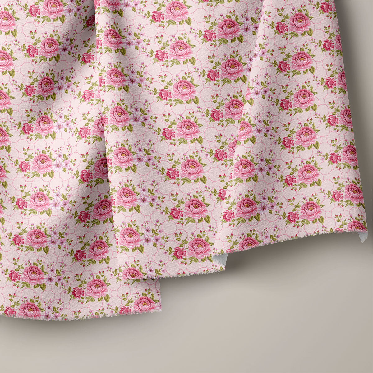 Ultra Pink Vintage Roses Floral Print