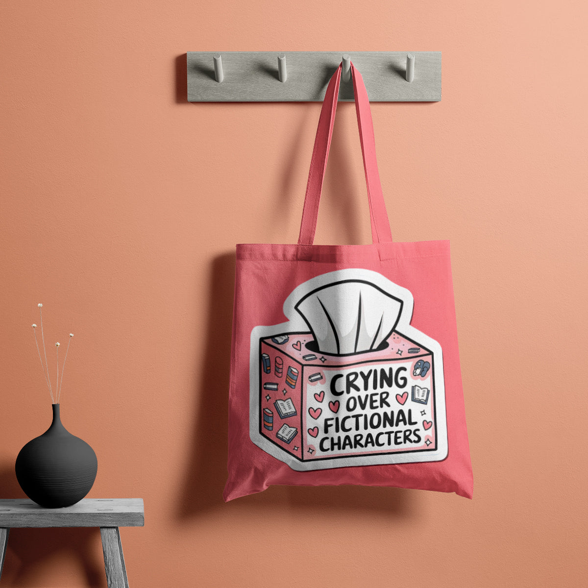 Pink Fictional Feels Illustrated Tote Bag