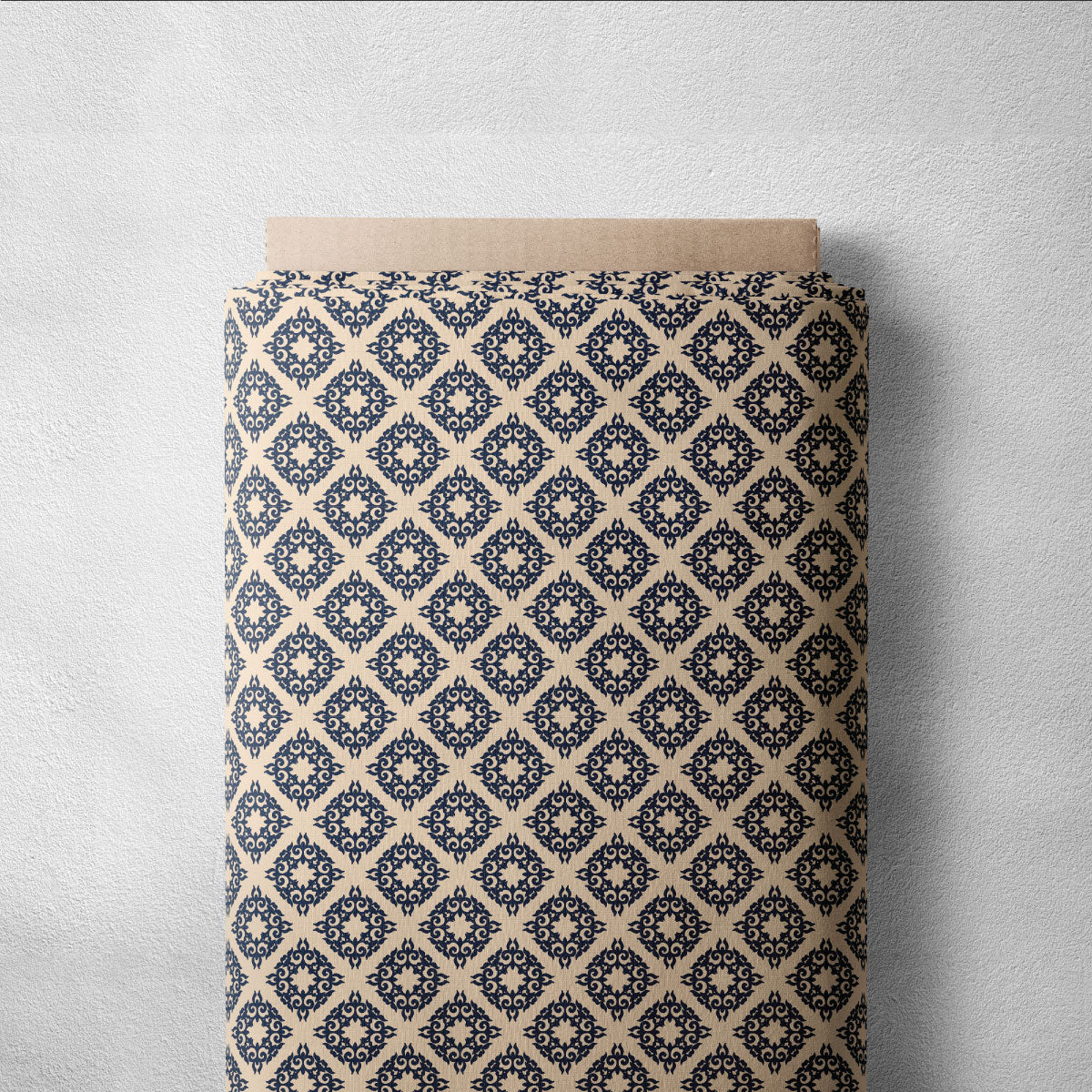 Tealish Blue Damask Pattern Geometric Print