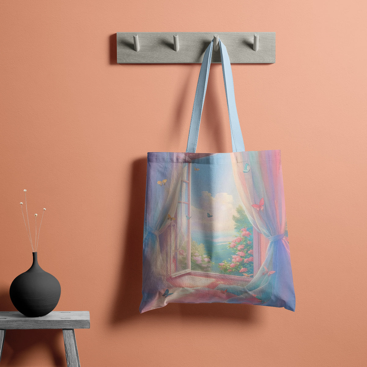 Butterfly Breeze Pastel Window View Tote Bag