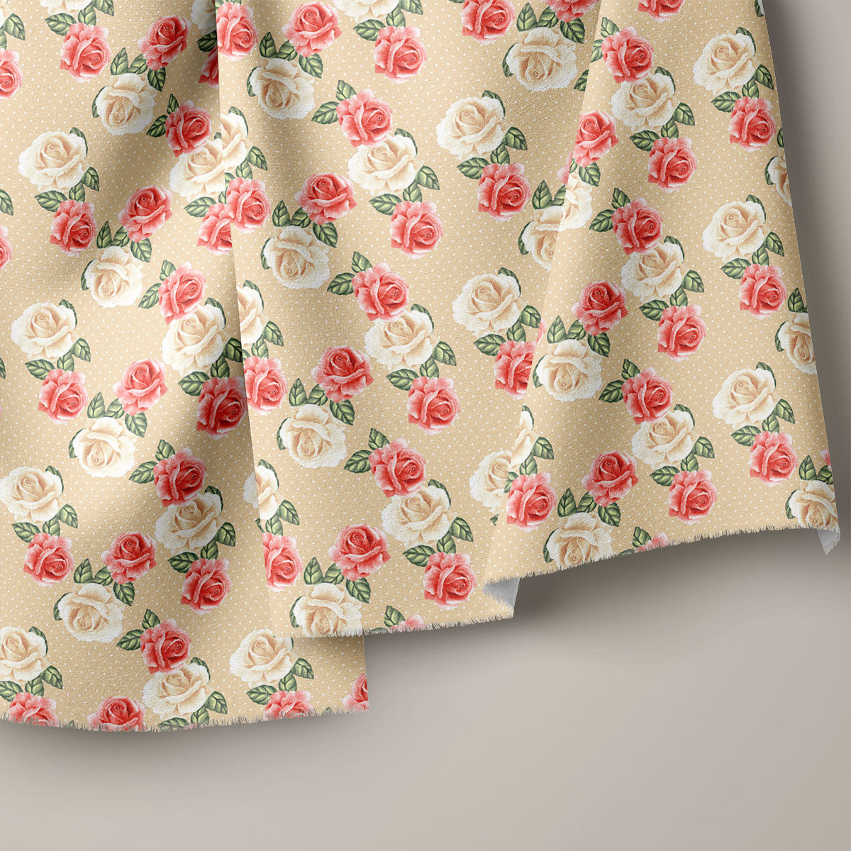 Peach Ruby Red Peonies Floral Print