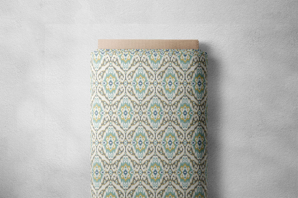 Turquoise Green Ikat Pattern Geometric Print