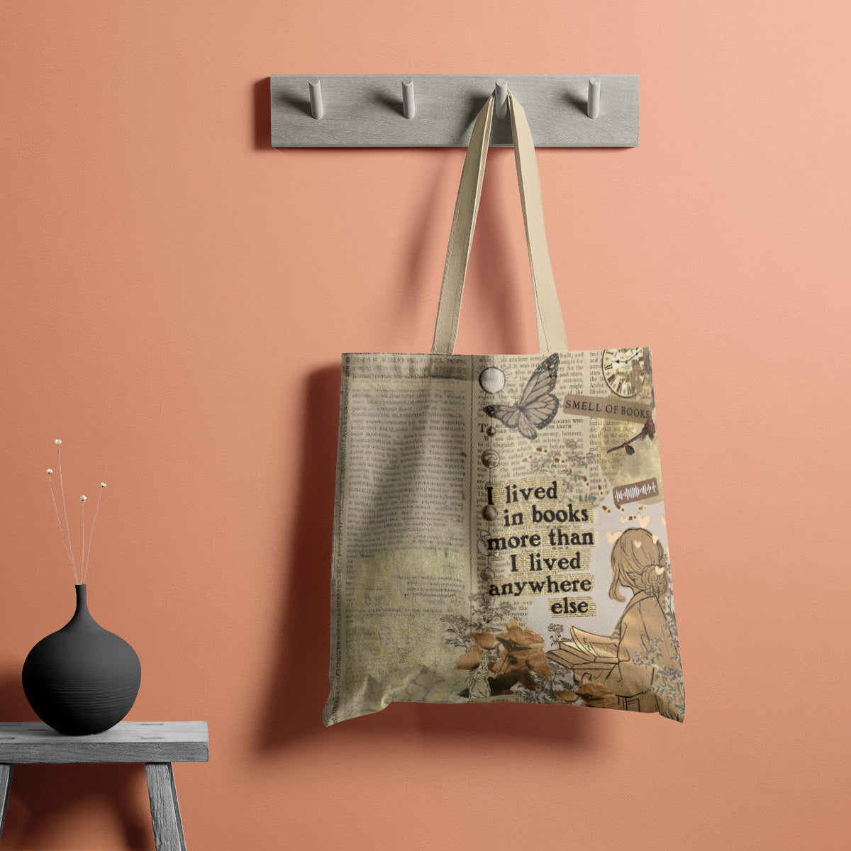 Book Lover Vintage Collage Quote Tote Bag
