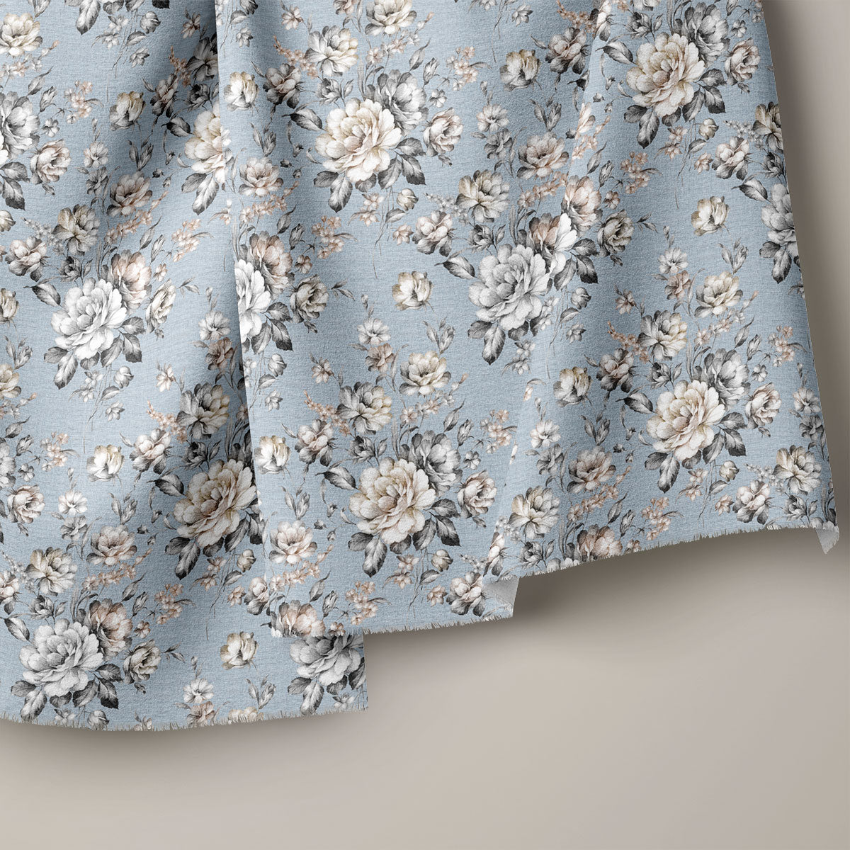 Cool Grey Floral Print