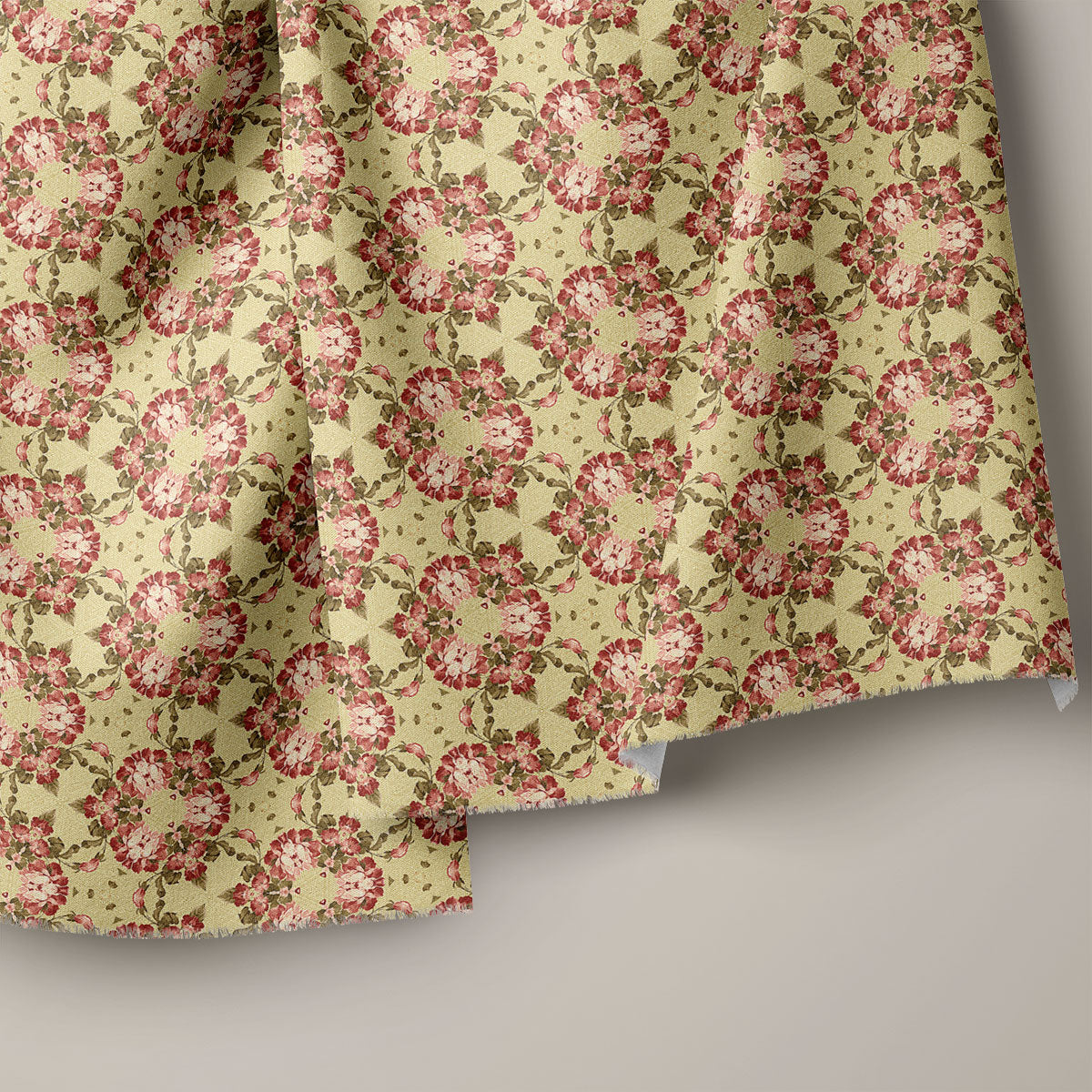 Tan Green Floral Print