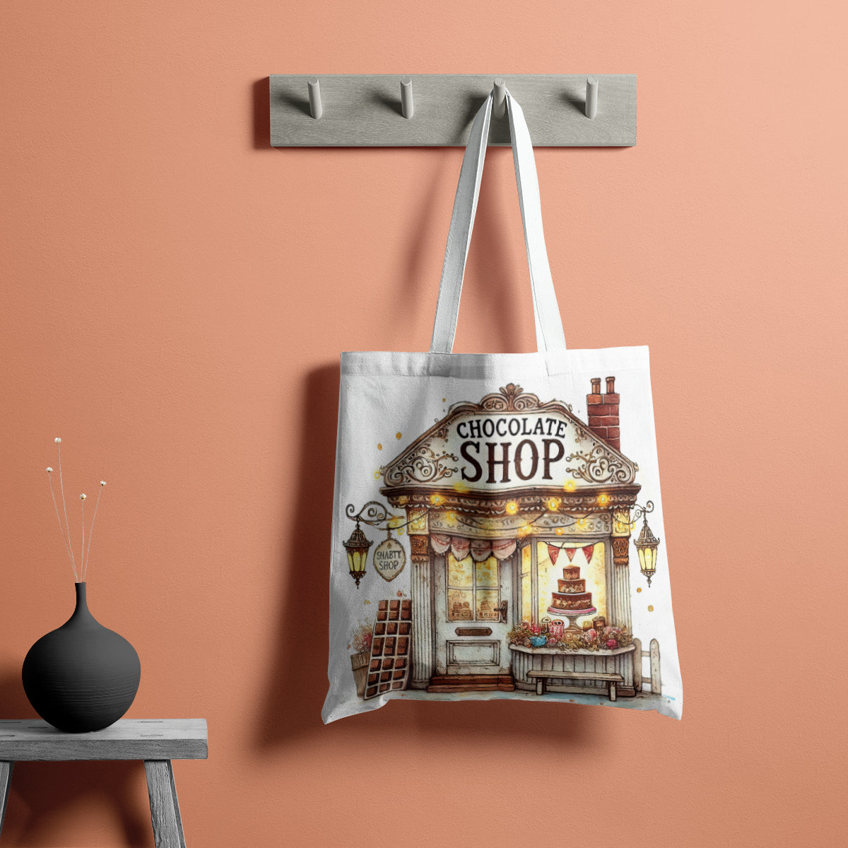 Vintage Chocolate Shop Dessert Lover Tote Bag