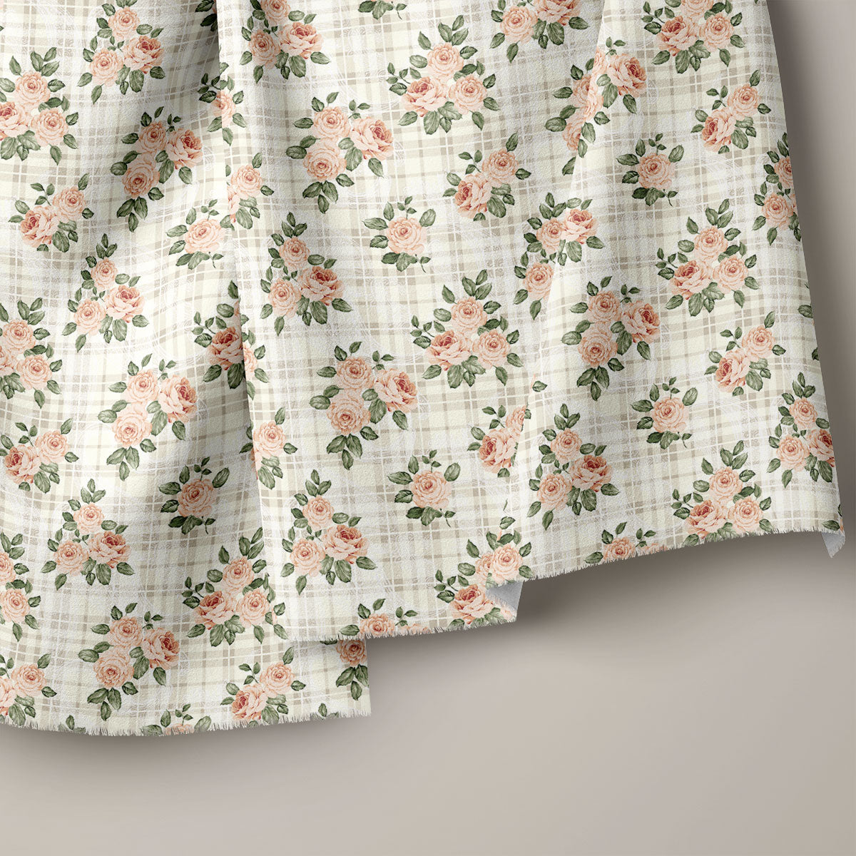 Grey Pinkish Tan Vintage Roses Floral Print