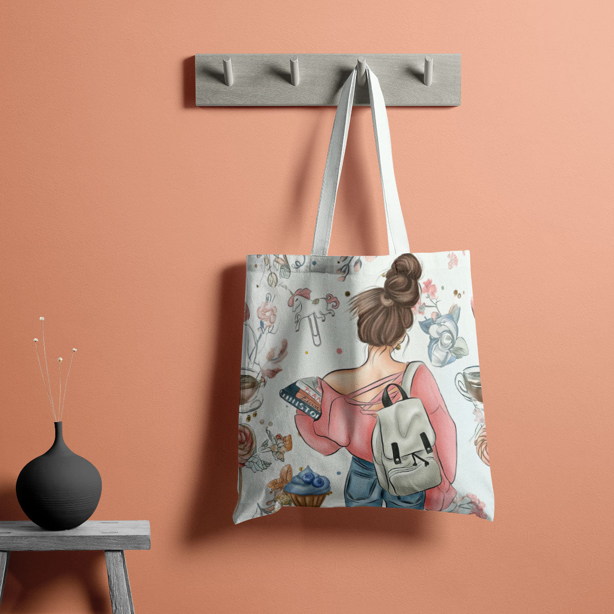 Girl on the Go Canvas Tote Bag