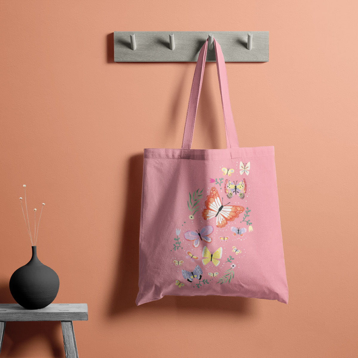 Buttefly Pink Paradise Canvas Tote Bag