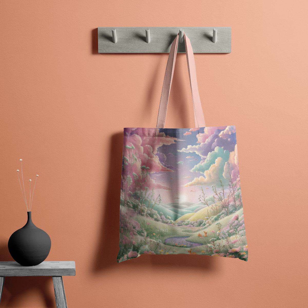 Pastel Sunrise Fantasy Hills Art Tote Bag