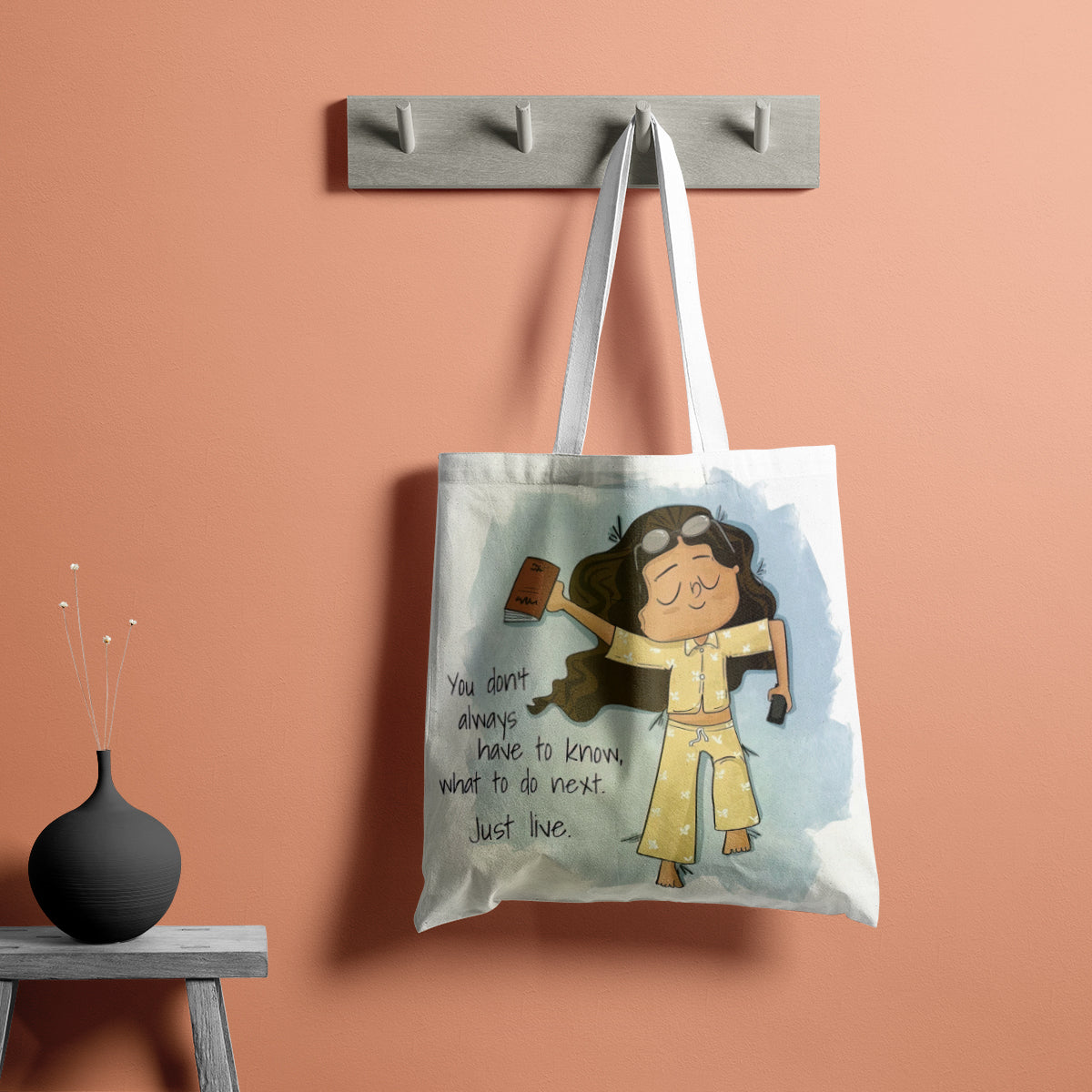 Just Live Chill Life Illustration Tote Bag