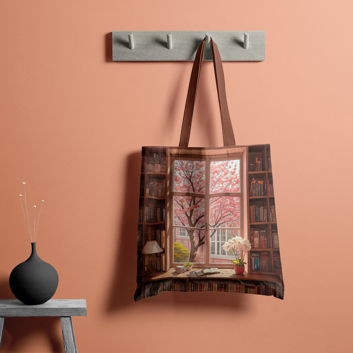 Cherry Blossom Reading Book Tote Bag