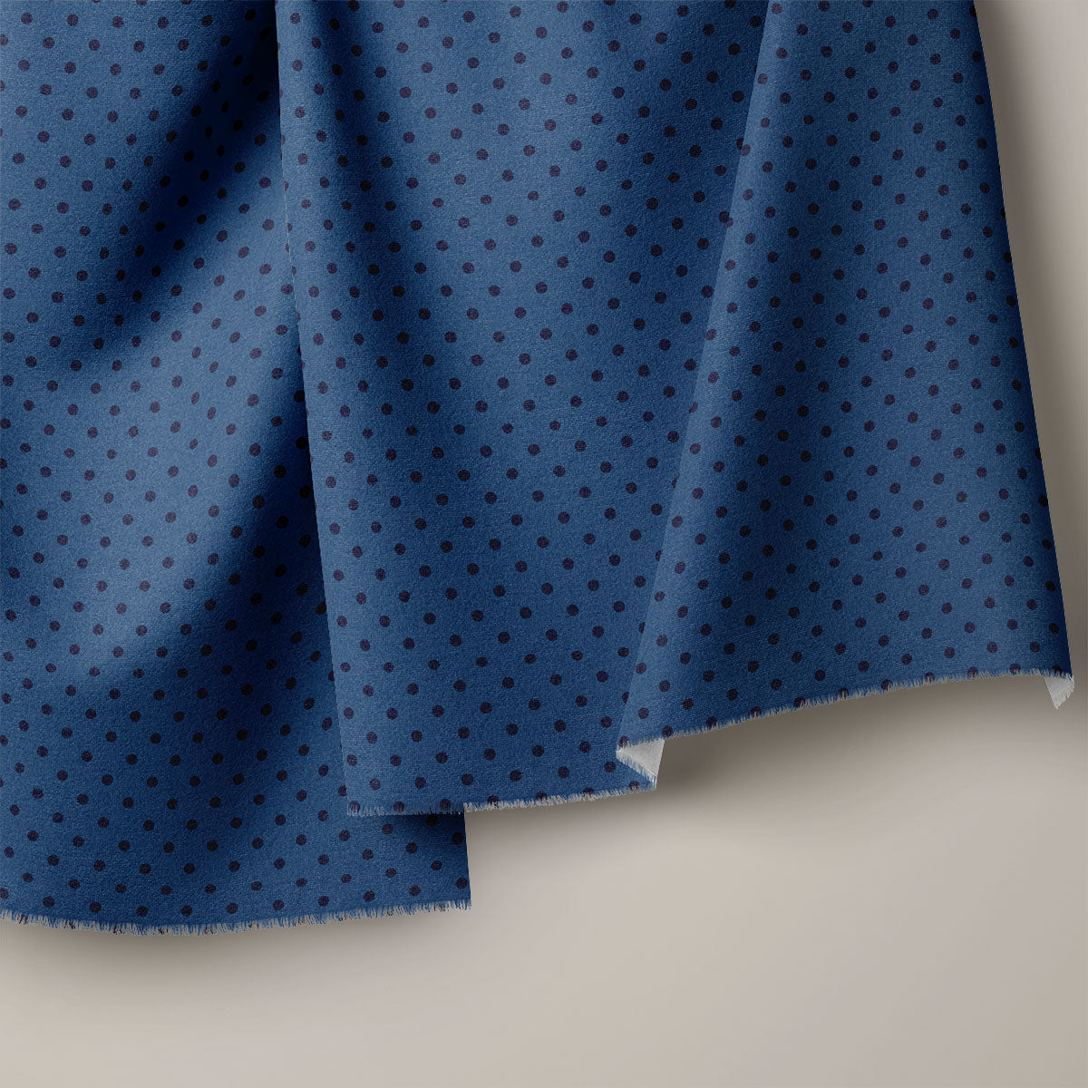 Blue Charcoal Polka Dots Print