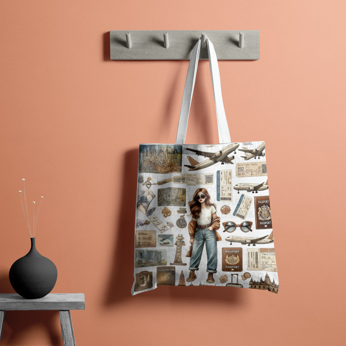 World Explorer Travel Collage Girl Tote Bag