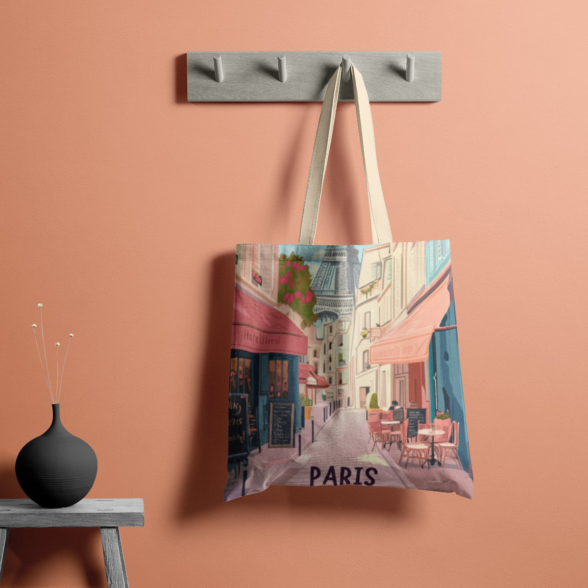 Parisian Café Street Travel Art Tote Bag