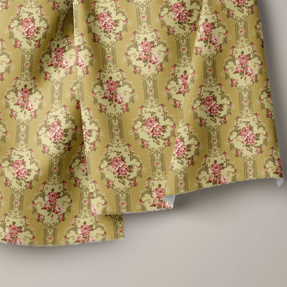 Trendy Green Vintage Roses Floral Print