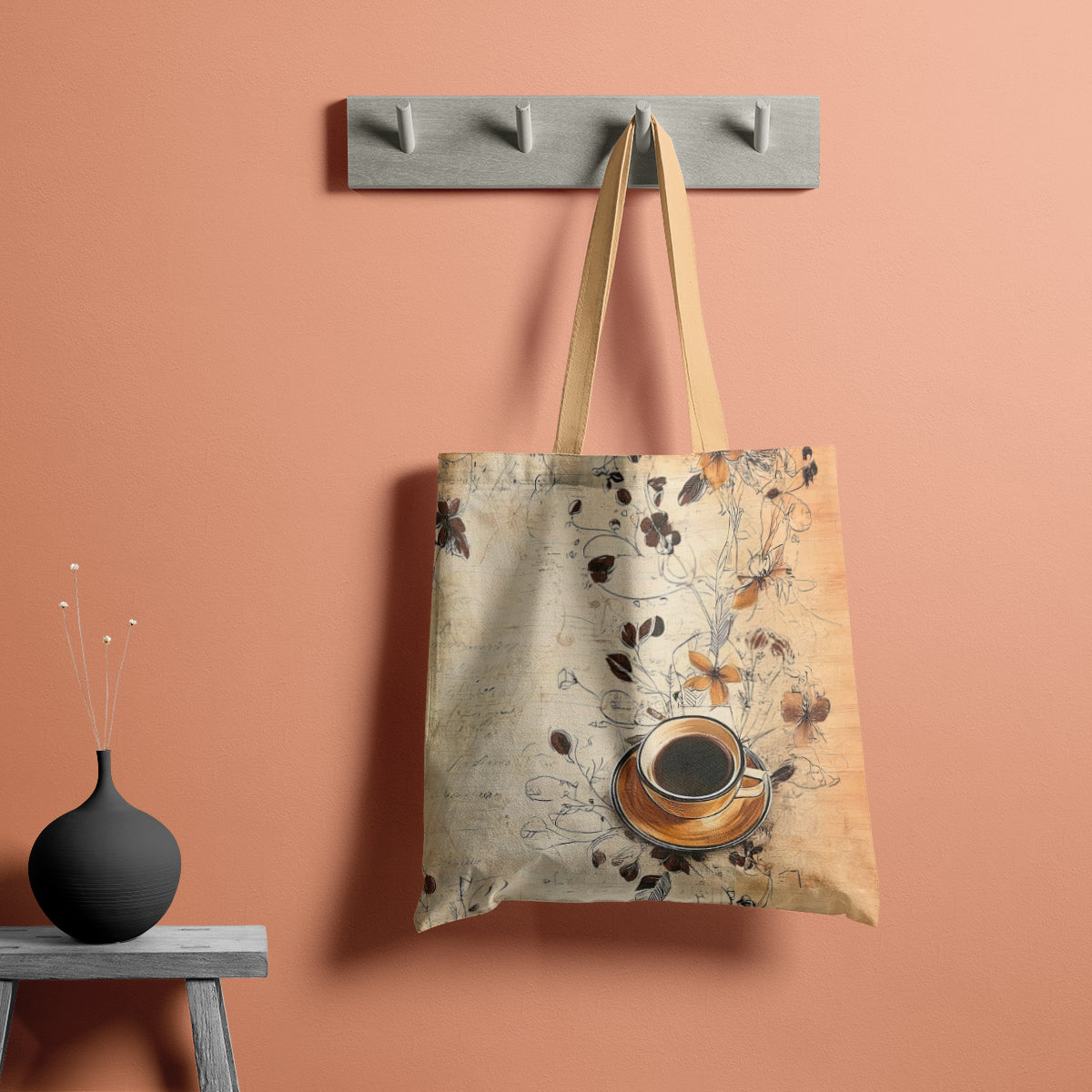 Botanical Vintage Coffee Moment Art Tote Bag