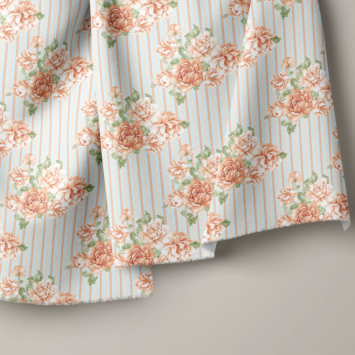 Deep Peach Vintage Roses Floral Print